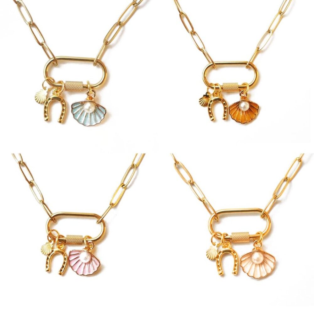 Seashell & Horseshoe Charm Necklace